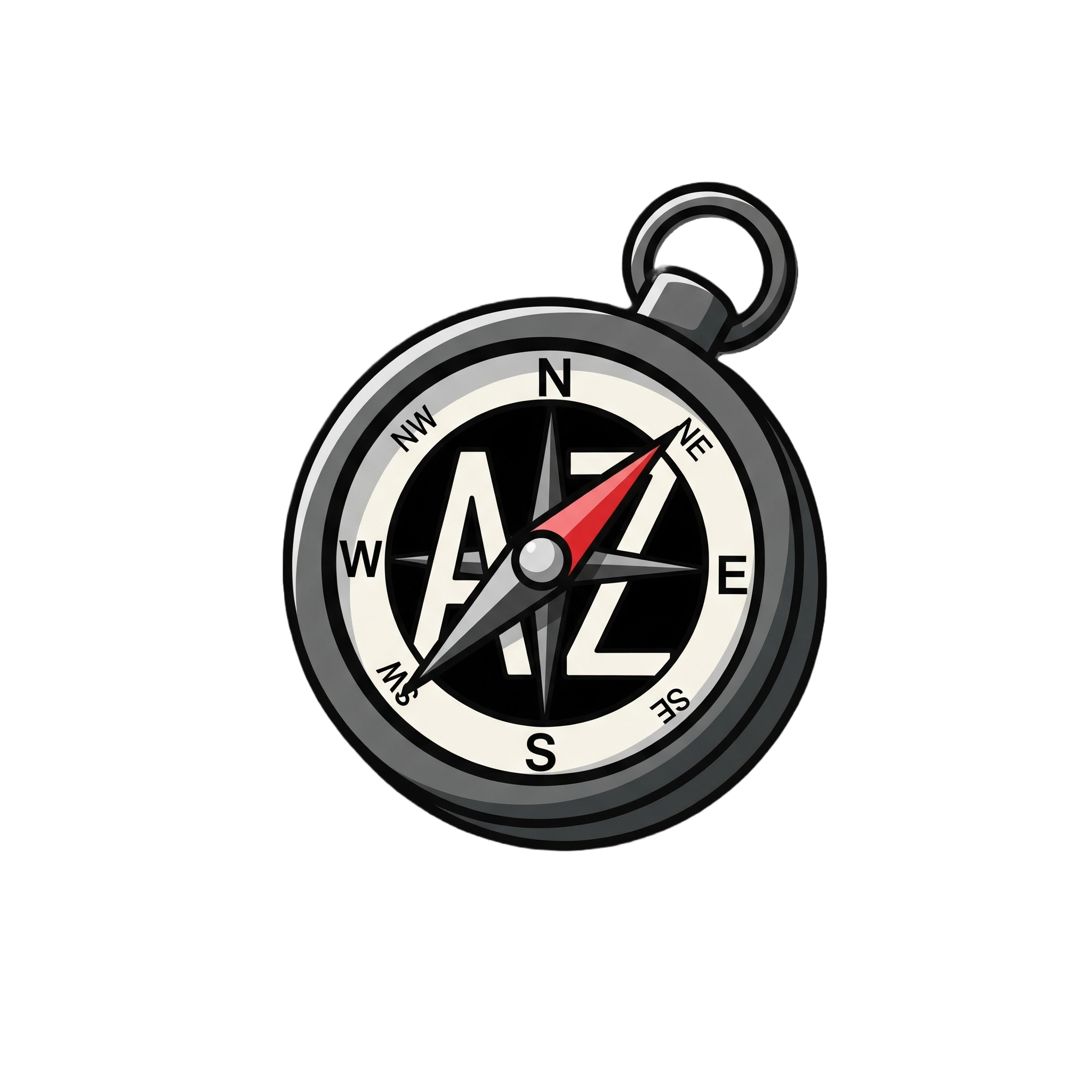 a compass that faces southwest with the initials AZ in the center